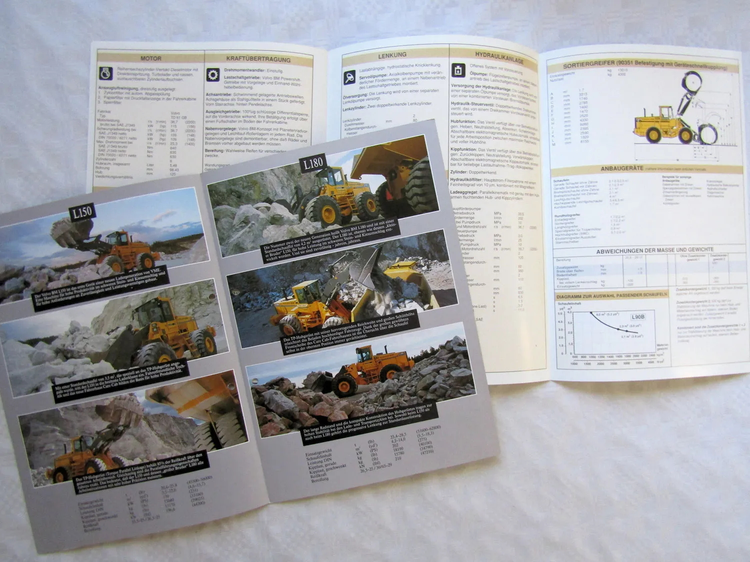 9 Prospekte Volvo BM L50B L70B L90B L120B L150 Radlader 1992-94