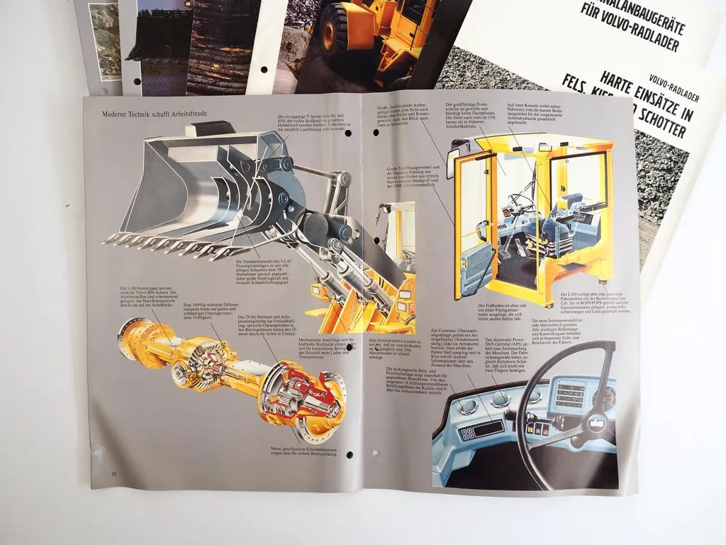 9 Prospekte Volvo BM Radlader L90 - L220E von 80/90er Jahren