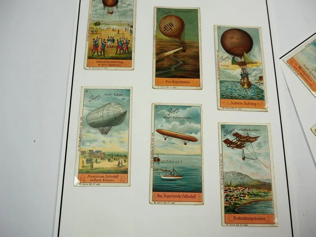 9 Sammelbilder Kaufmannsbilder Rüger Kakao Schokolade Luftschiff Ballon Zeppelin