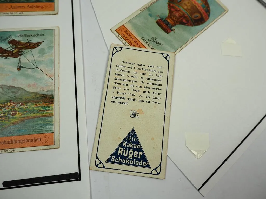 9 Sammelbilder Kaufmannsbilder Rüger Kakao Schokolade Luftschiff Ballon Zeppelin