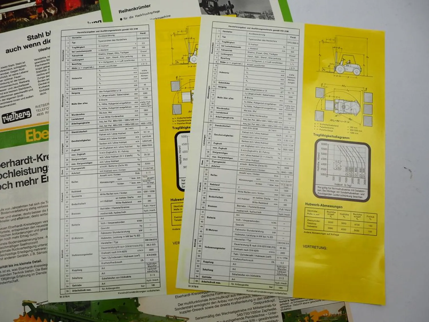 9x Original Prospekt Landtechnik 1970/80er Jahre Fendt Eberhardt Kuhl Nitsch