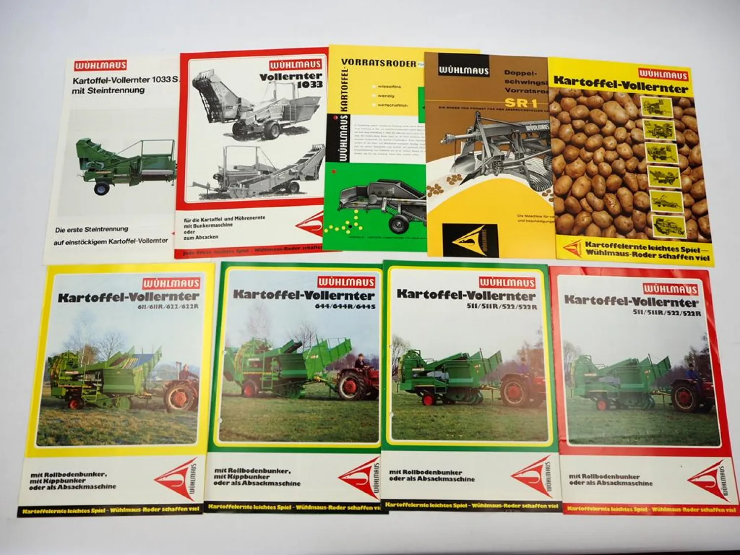 9x Original Prospekt Niewöhner 511 522 611 622 644 Kartoffelernter 1970/80er J.