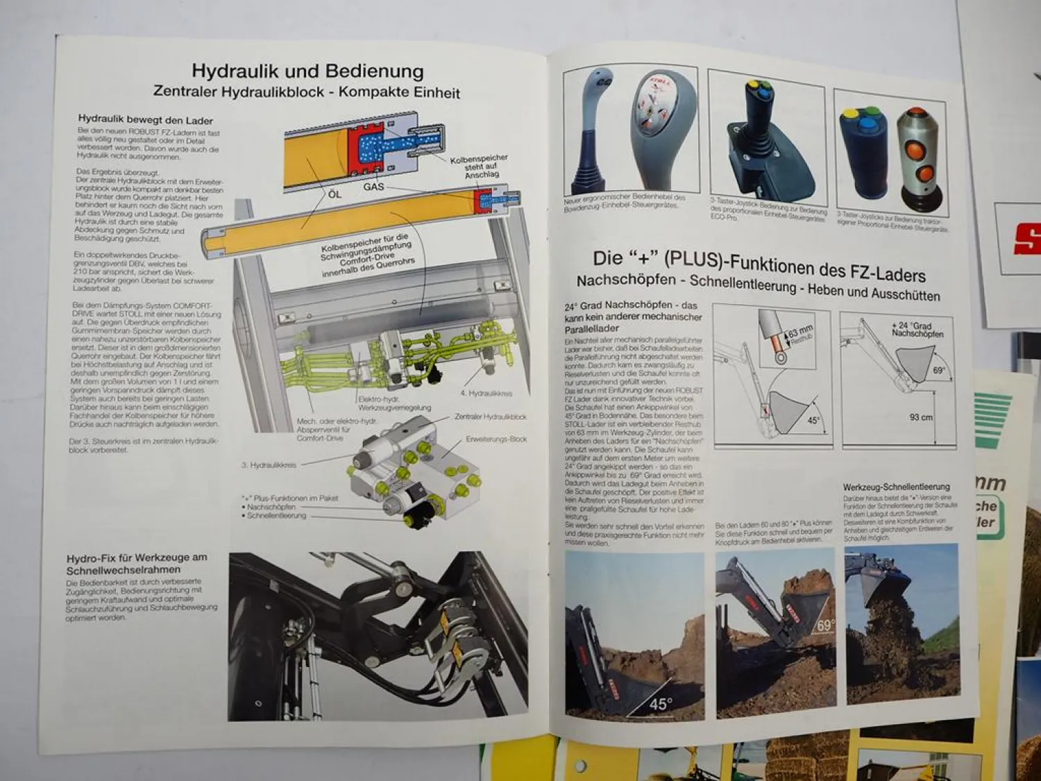 9x Original Prospekt Stoll Frontlader mit Werkzeugen 1990/2000er Jahre