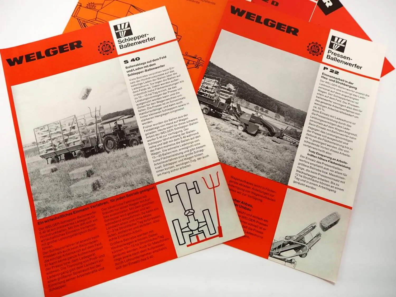 9x Original Prospekt Welger Pressen Ballenwerfer Landtechnik 1970/80er Jahre