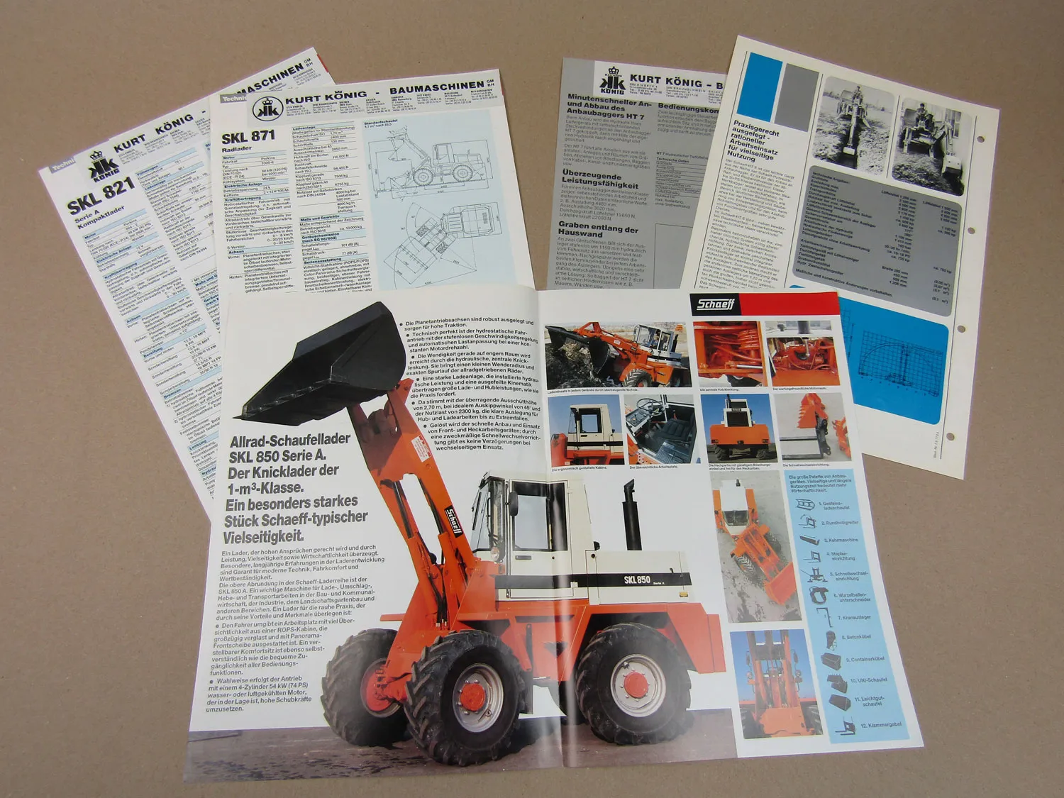 9x Prospekt Schaeff SKL 821 871 850 841 835 Radlader und Anbaugeräte 80/90er
