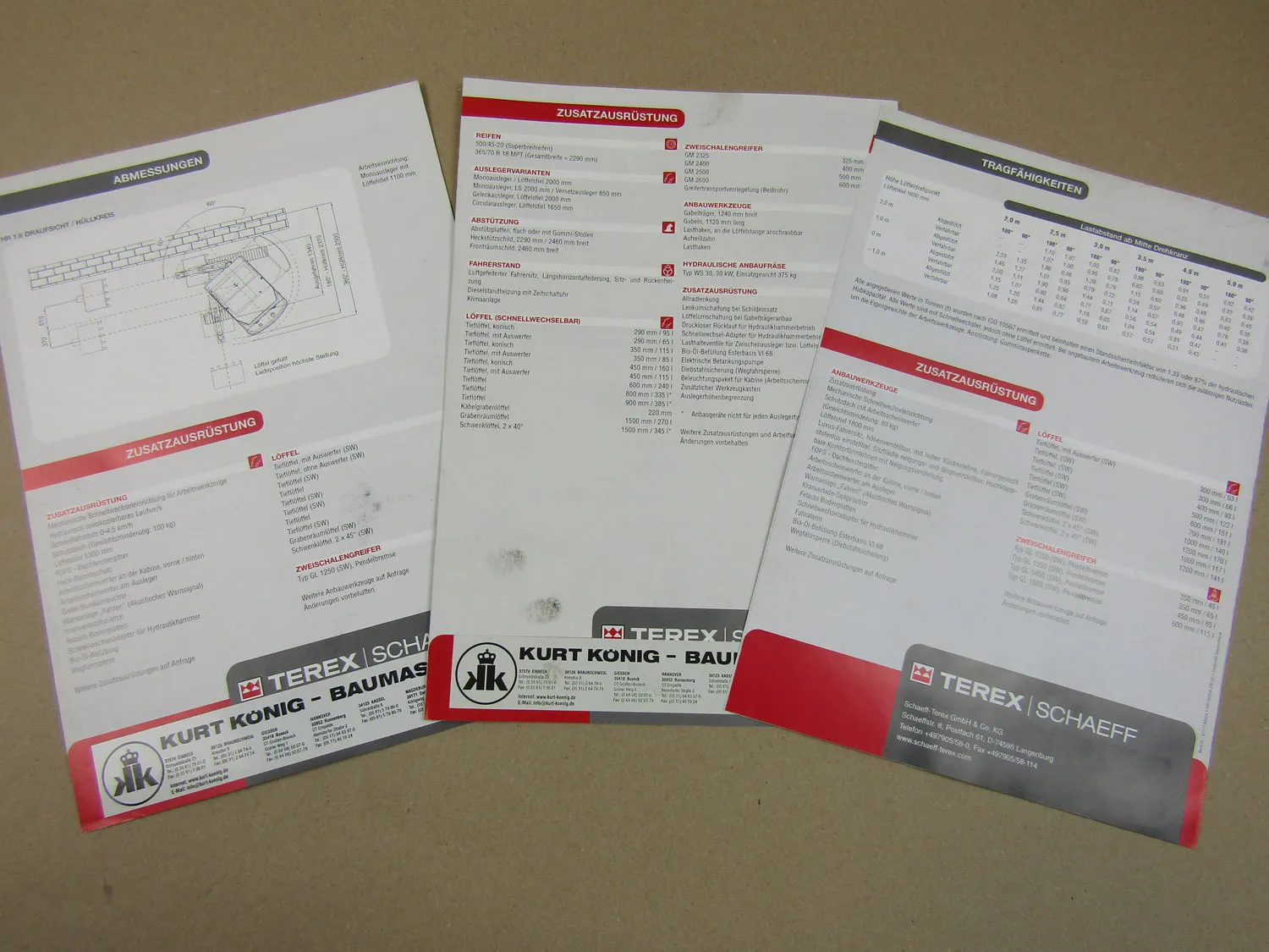 9x Prospekt Schaeff Terex HR 1.6 11 16 32 SKL 160 260824 834 HML 32