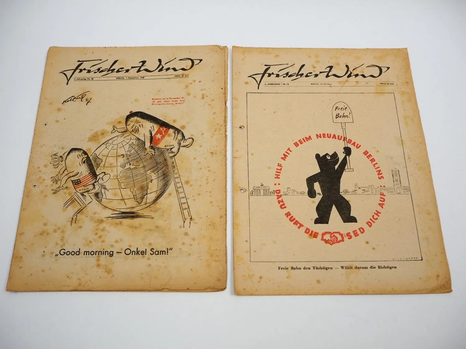 9x Satire Zeitschrift Frischer Wind Berlin 1946/47 Sowjetische Besatzungszone