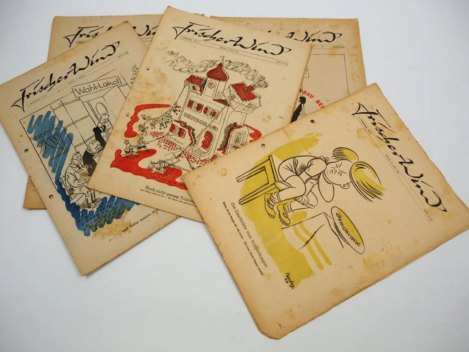 9x Satire Zeitschrift Frischer Wind Berlin 1946/47 Sowjetische Besatzungszone