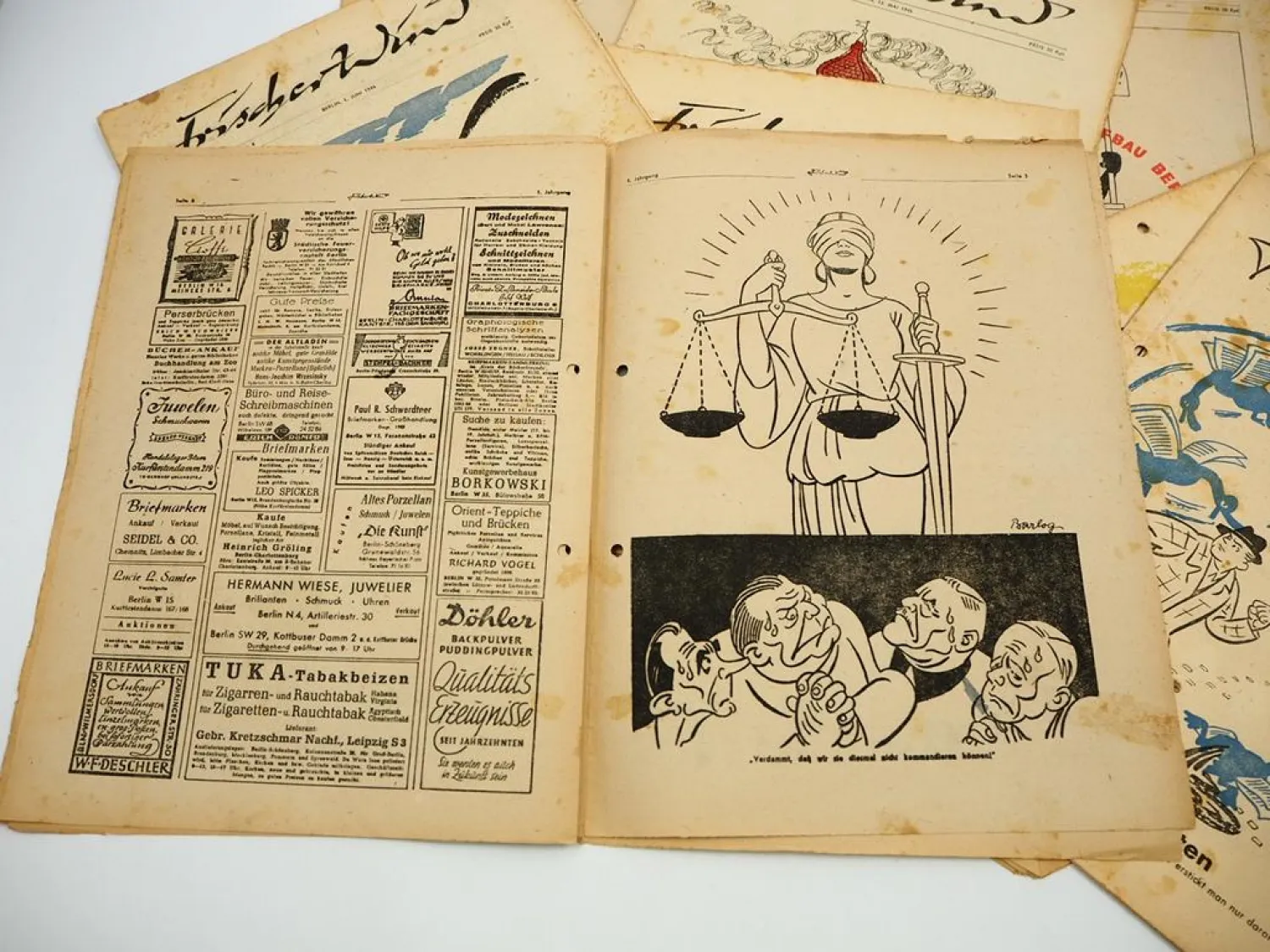 9x Satire Zeitschrift Frischer Wind Berlin 1946/47 Sowjetische Besatzungszone