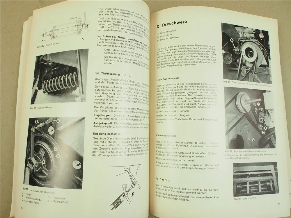 originale Massey Ferguson MF 186 Mähdrescher Betriebsanleitung 1968 Wartung