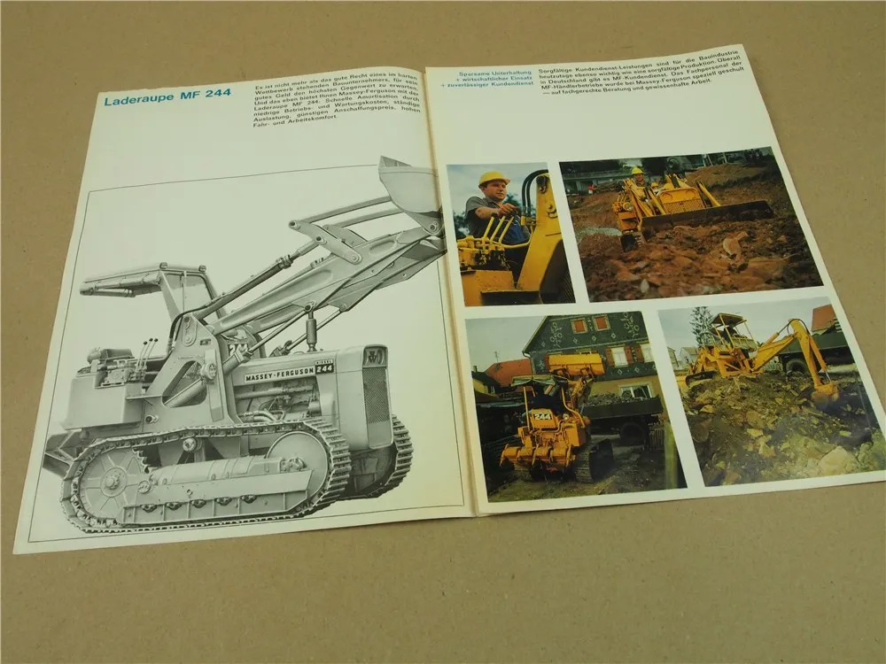 Prospekt Massey Ferguson MF 244 Laderaupe mit Perkins Motor 1967