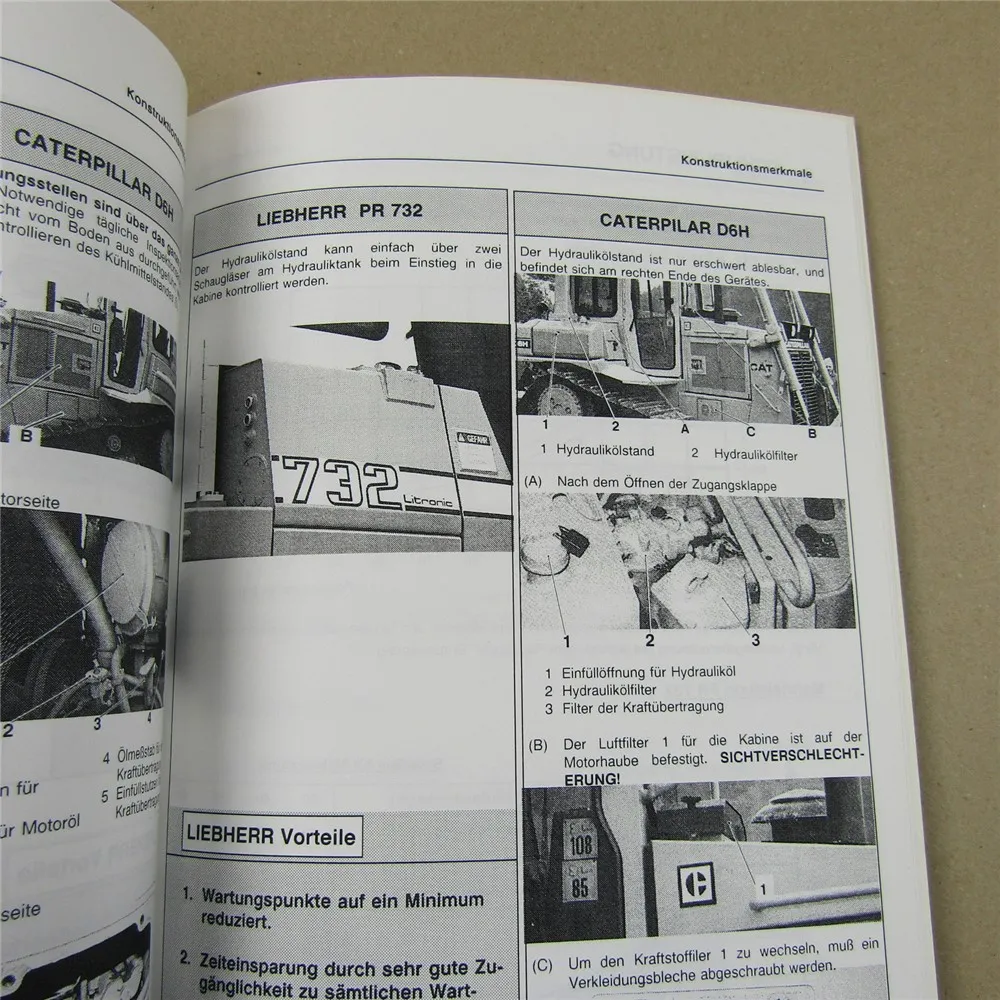 2x Prospekt Liebherr PR732 Litronic Raupe + Wettbewerbsvergleich Caterpillar DGH