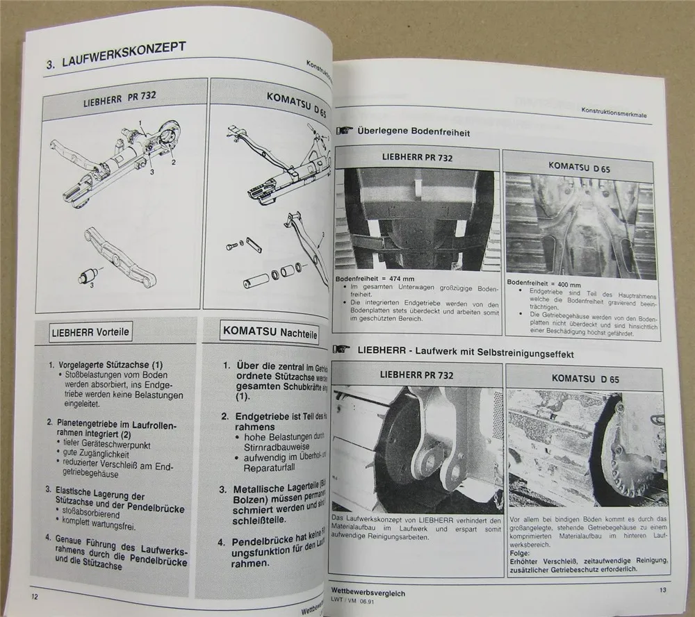 2x Prospekt Liebherr PR732 Litronic Raupe + Wettbewerbsvergleich Komatsu D65