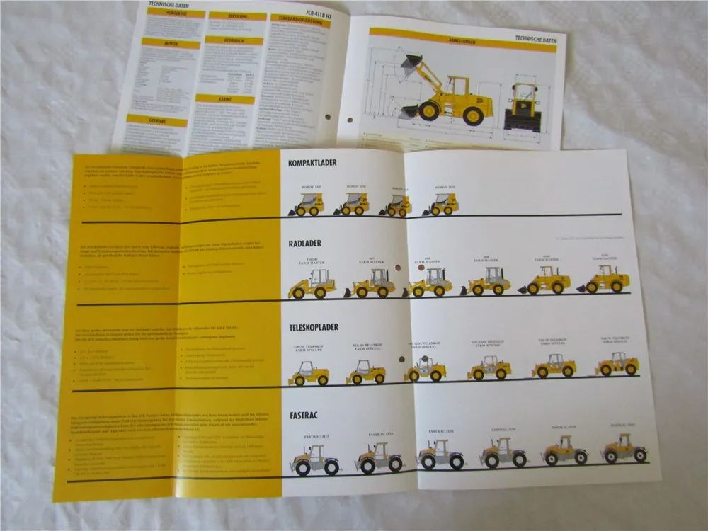 12 Prospekte JCB 409 410 411 416 426 436 456 B HT ZX Radlader 2000