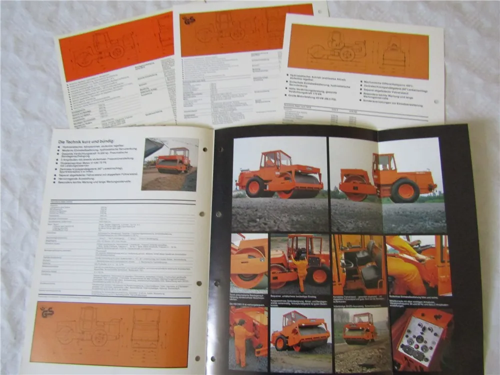 9x Prospekt Hamm Vibrations Walzenzüge HW 70/80er Jahre und Preisliste ab 1/1977