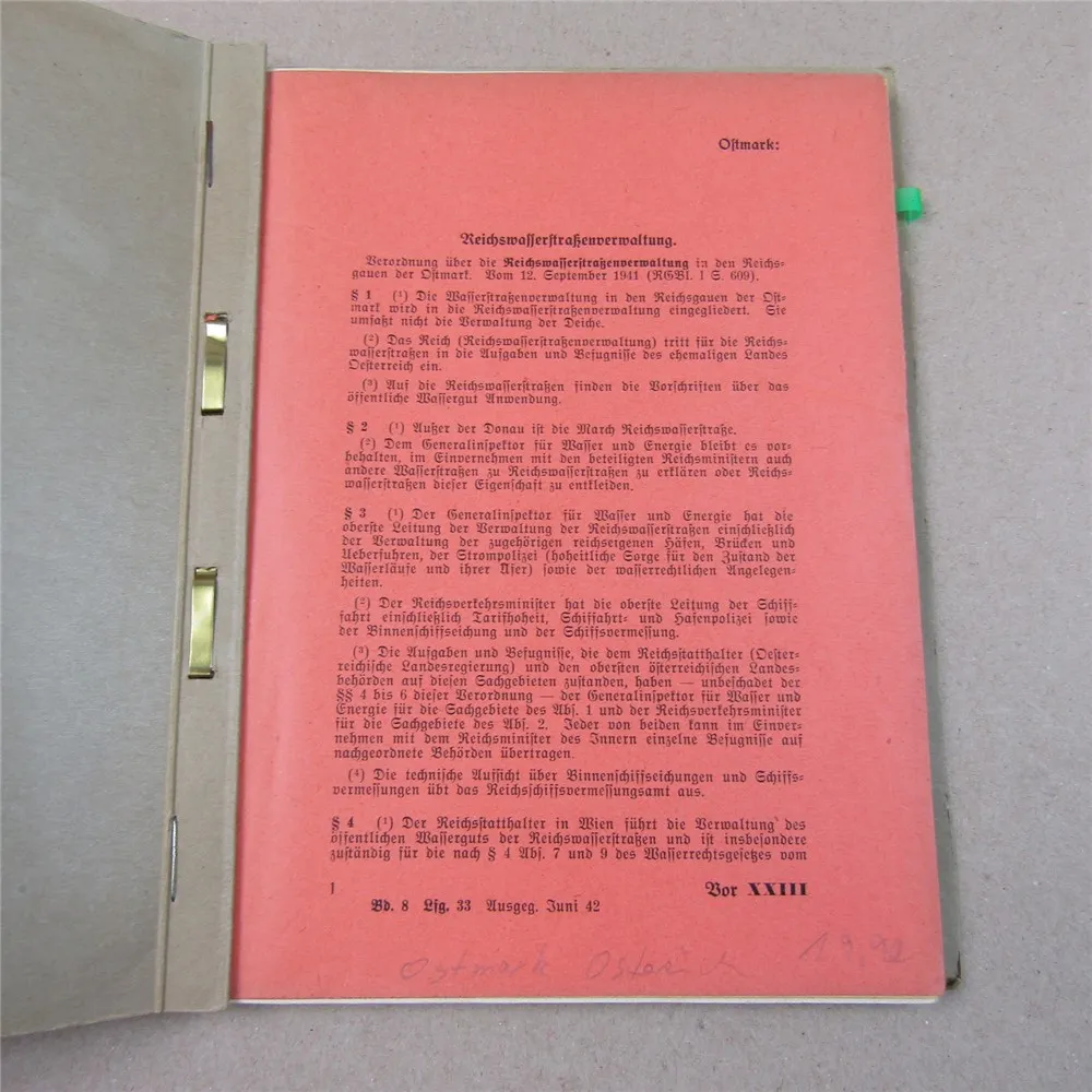Ostmark Österreich Gesetze Rechte und Verordnungen 1920 - 1940er Jahre