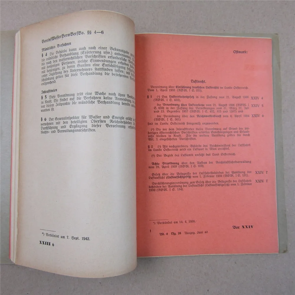 Ostmark Österreich Gesetze Rechte und Verordnungen 1920 - 1940er Jahre