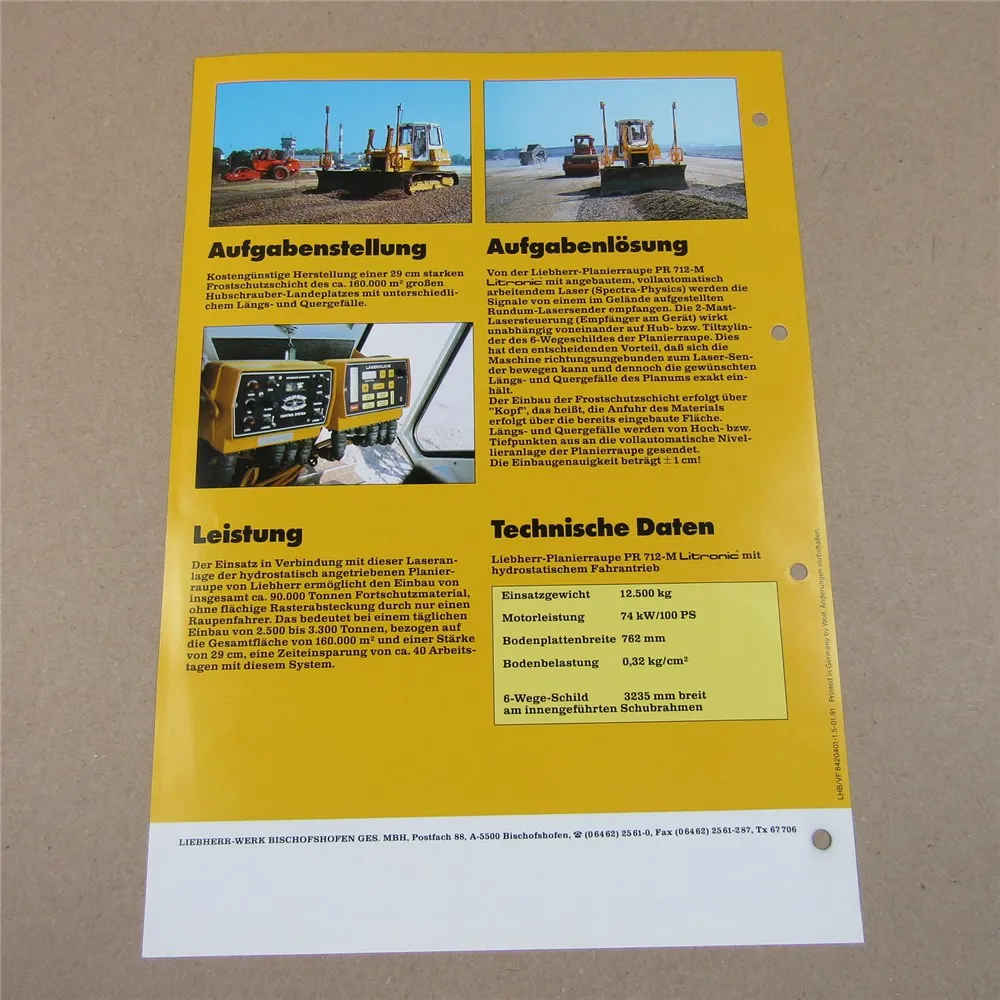 Prospekt Liebherr PR712 Litronic Raupe Einsatzbericht Müller GmbH Nürnberg 1991