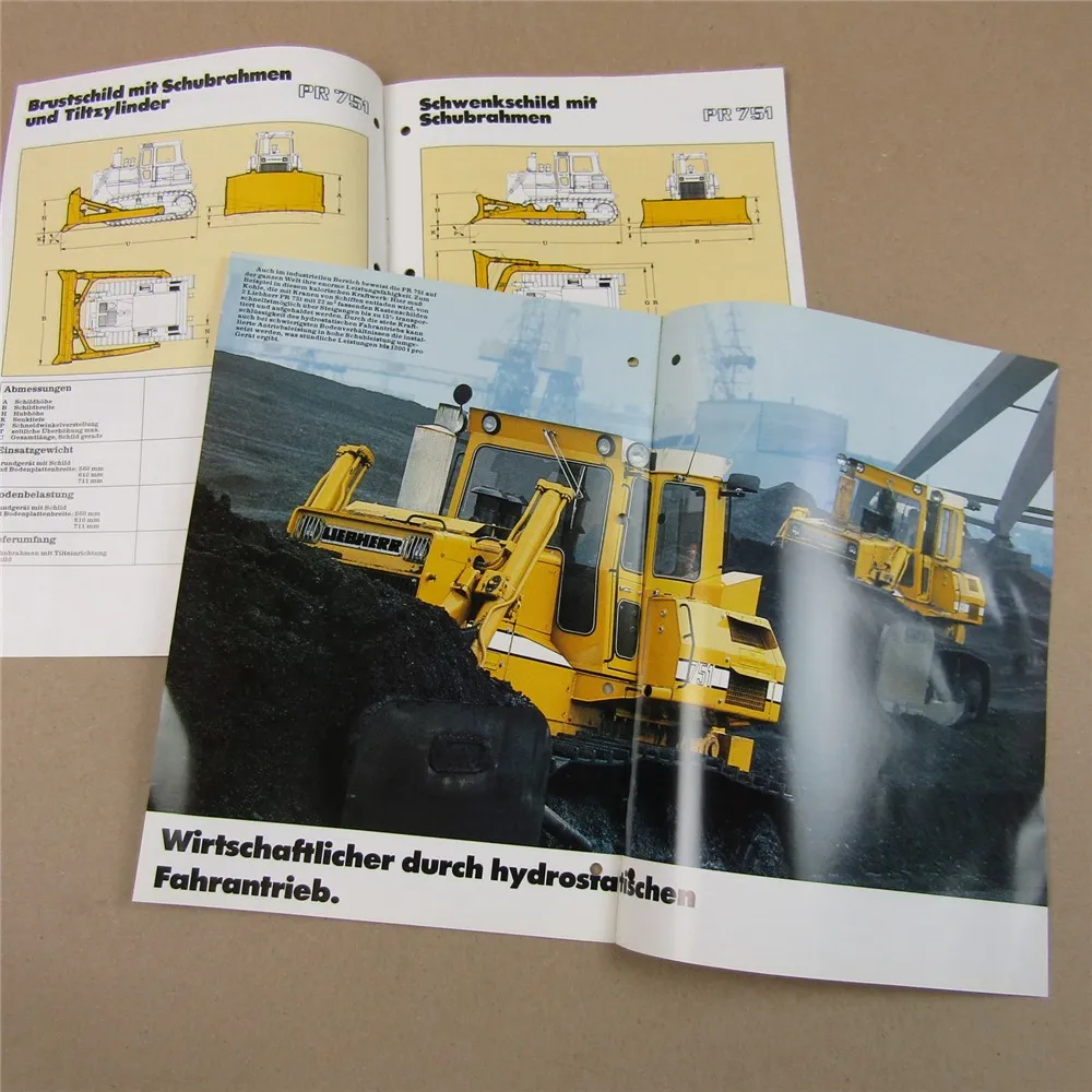 2x Prospekt Liebherr PR 751 Plnierraupe 1986/1988