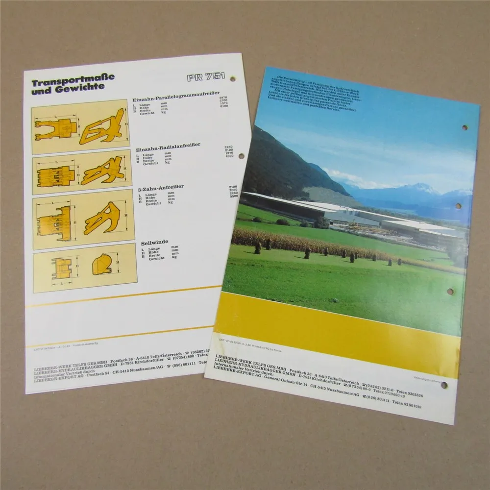 2x Prospekt Liebherr PR 751 Plnierraupe 1986/1988