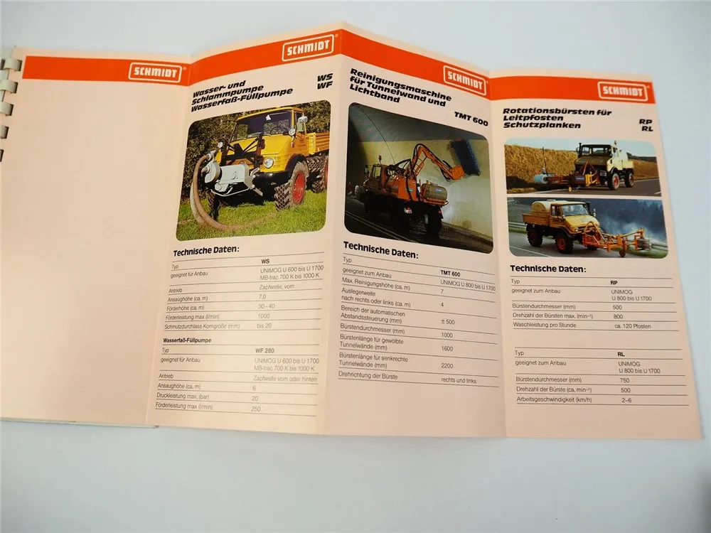 Schmidt Produkt Programm für Unimog Kommunen Straßenmeisterei 1988