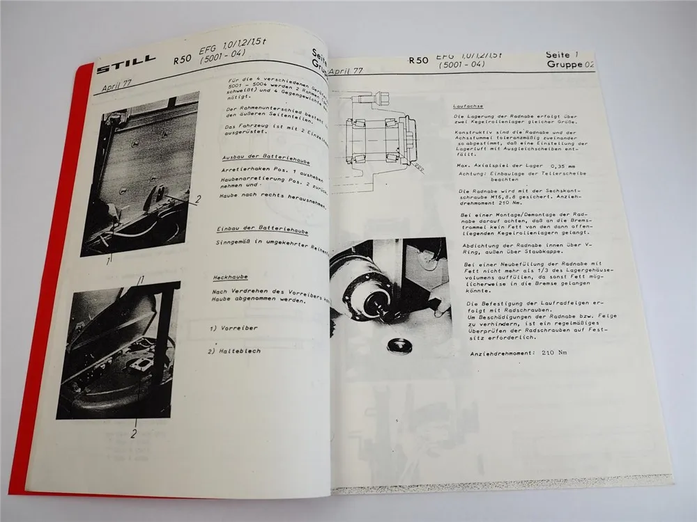 Still R50 EFG 1 1.2 1.5t 5001 - 5004 Gabelstapler Beschreibung Reparaturhinweise