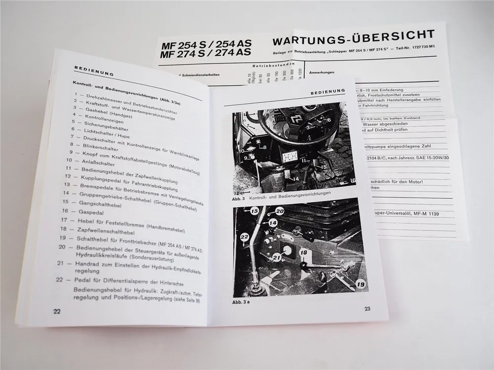 Massey Ferguson MF 254S 254AS 274S 274AS Traktor Betriebsanleitung