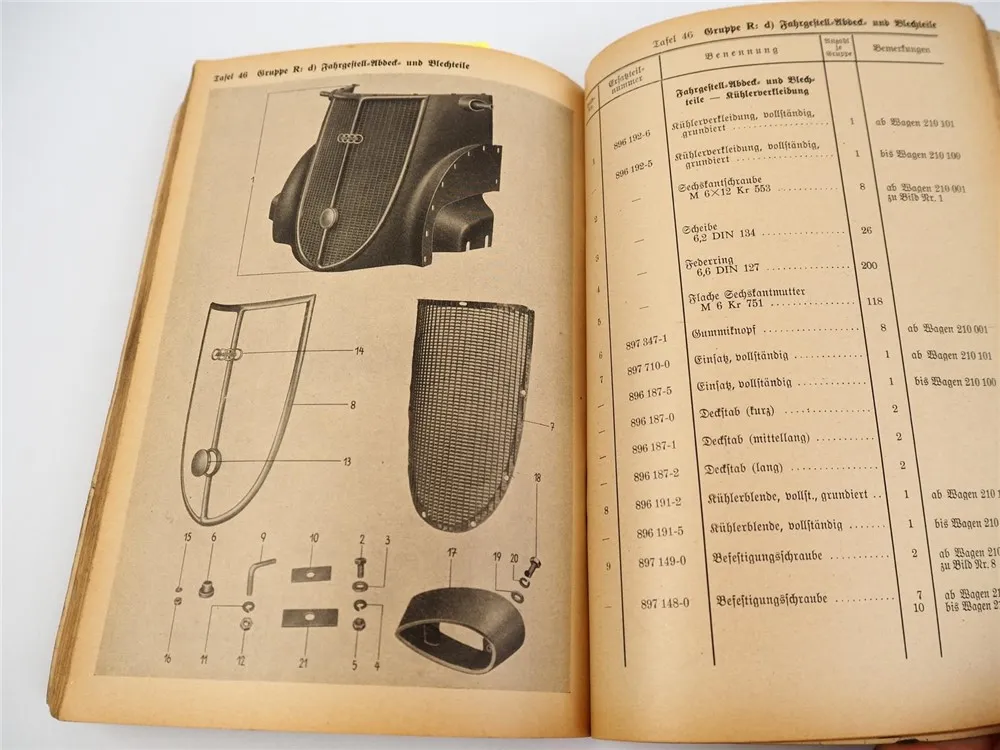 Dienstvorschrift D663/6 Ersatzteilliste Wanderer W23S Kübelwagen 1941 Wehrmacht