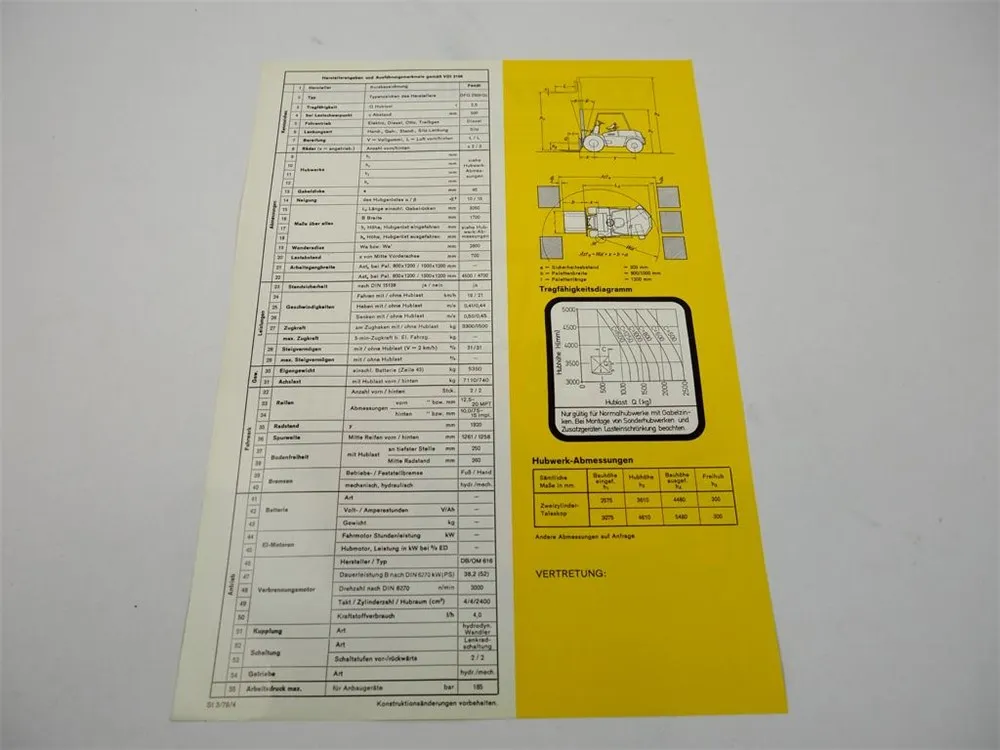 original Prospekt Fendt DFG 2500 GL Gabelstapler 70er Jahre Werk II Kempten