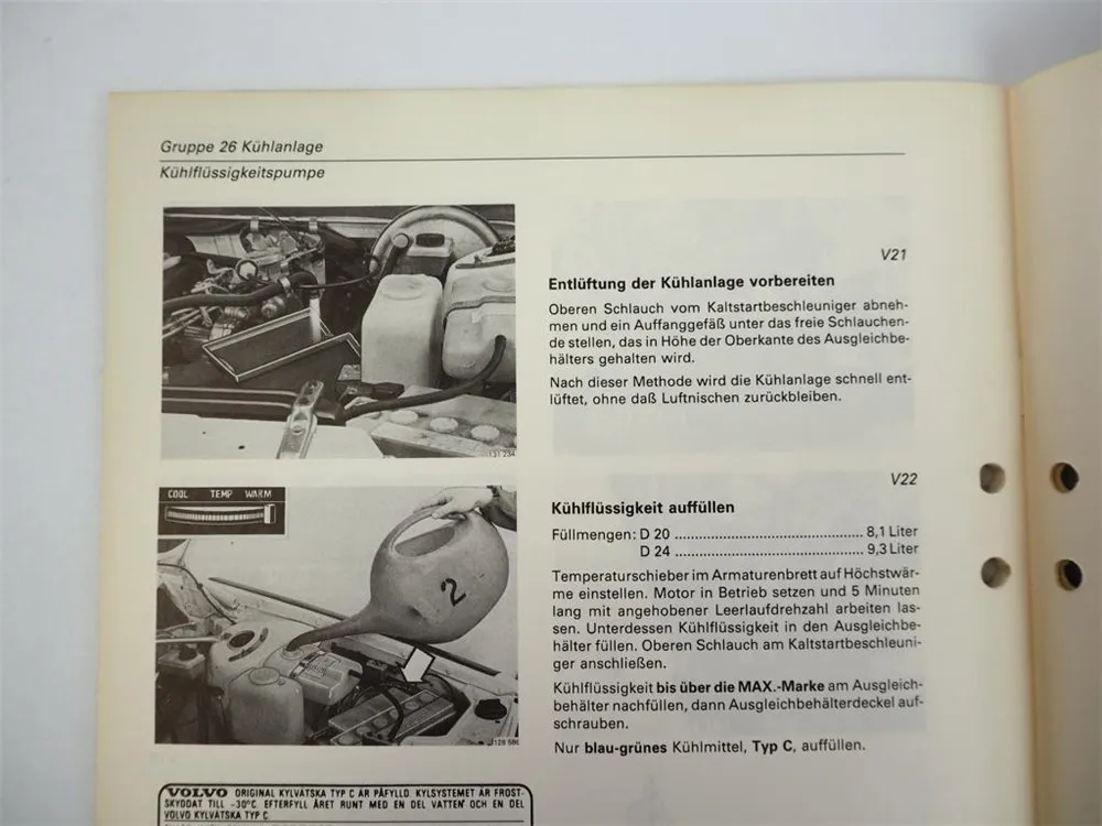 Volvo 240 Motor D20 D24 ab Baujahr 1979 Werkstatthandbuch Reparatur und Inst.