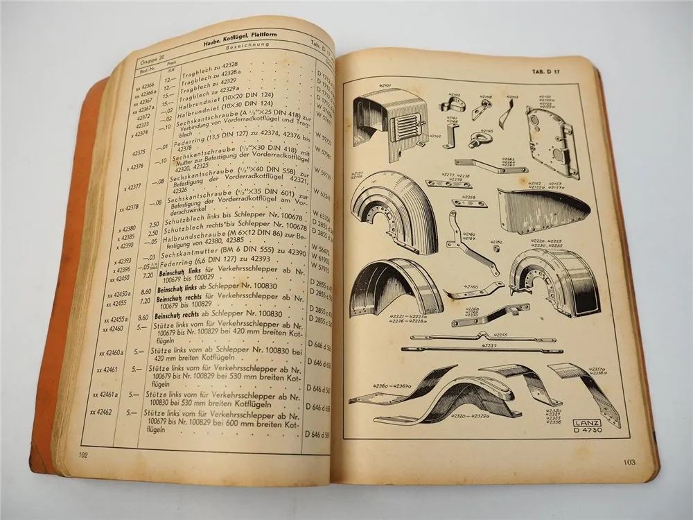 Ersatzteilliste Lanz 12PS 20PS Schwerölschlepper Bulldog Ersatzteilkatalog 1935