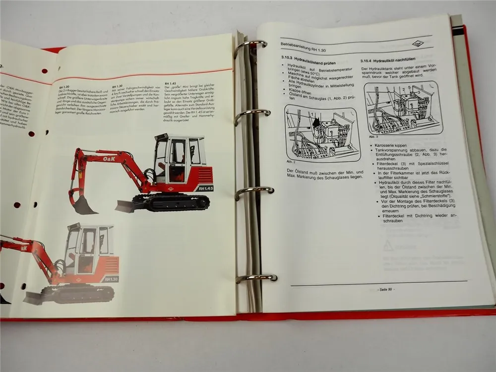 O&K RH1.30 Hydraulikbagger Betriebsanleitung Ersatzteilliste Prospekt