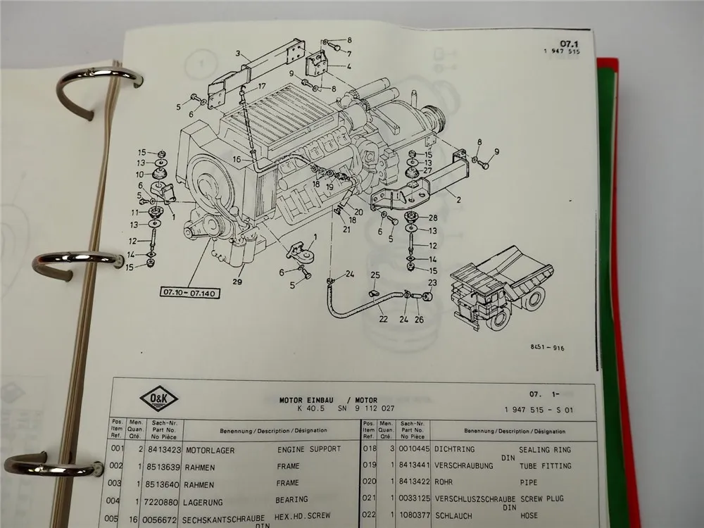 O&K K40.5 Muldenkipper Ersatzteilkatalog Parts List Dumptruck