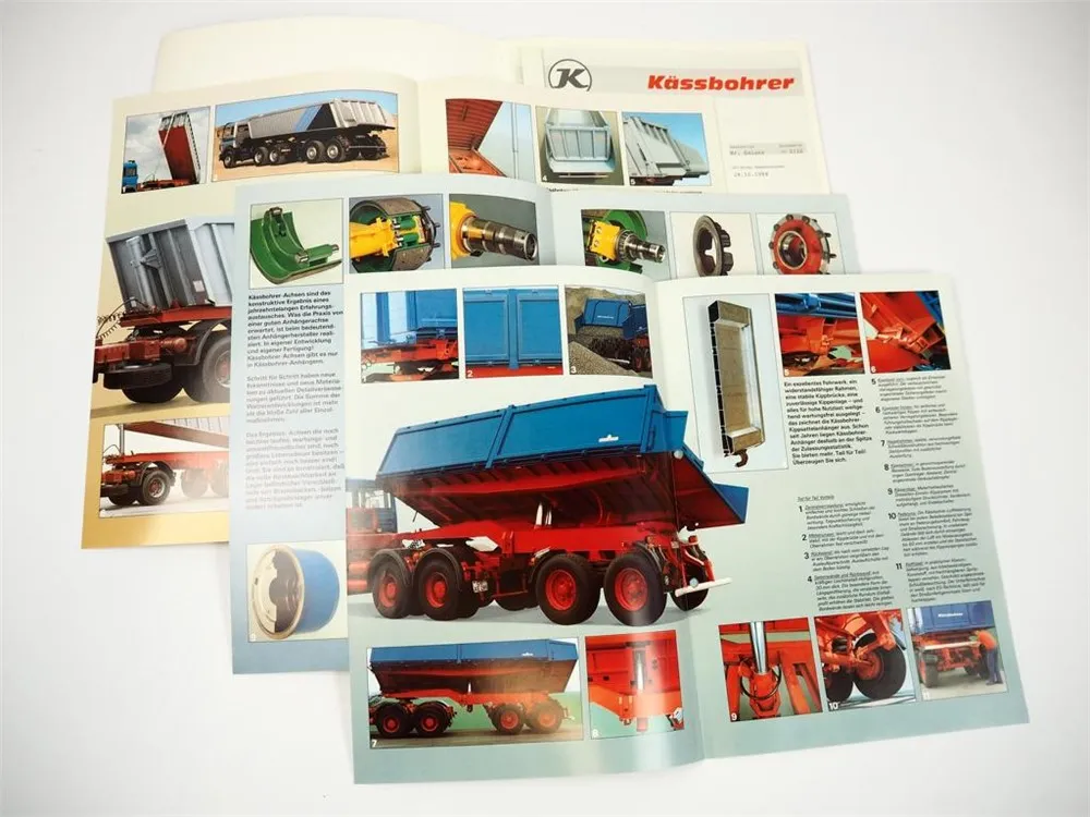 3 Prospekte Kässbohrer Kipp-Sattelanhänger Achsen 1987