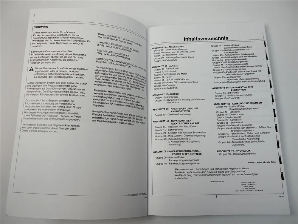 John Deere 4055 4255 4455 Reparaturdaten Technisches Handbuch 1991