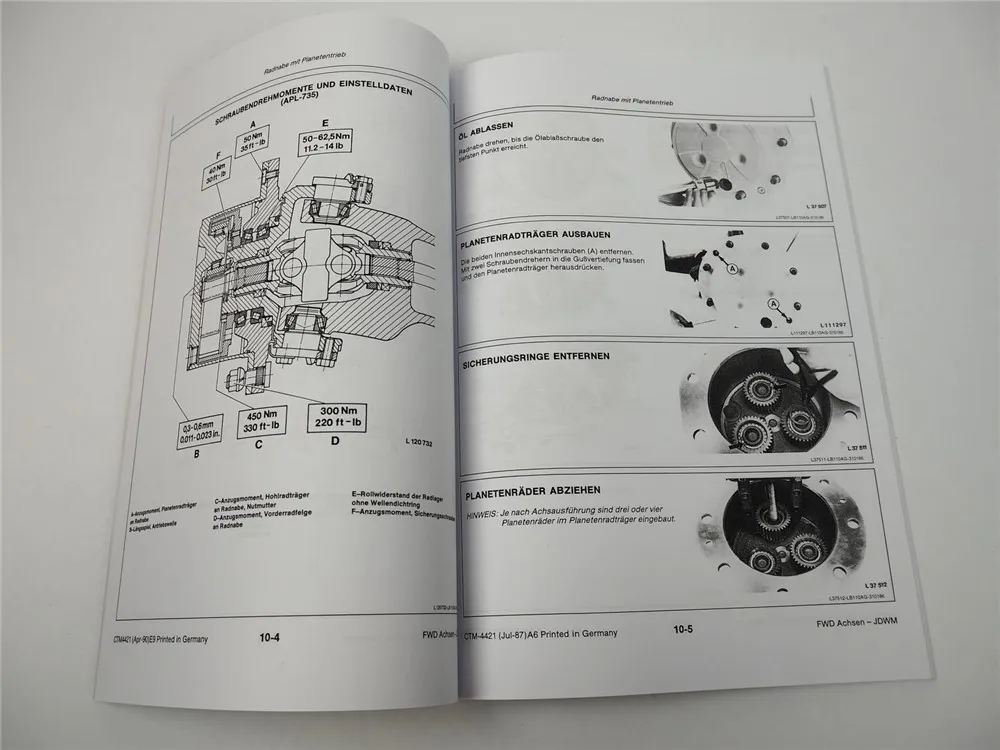 John Deere APL 315 325 345 350 735 Werkstatthandbuch Frontantriebsachse