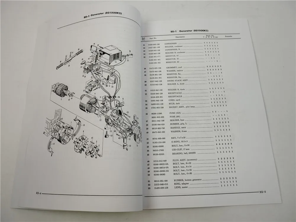Honda G42 E EC EG 1500 K1 K2 F42 Ersatzteilliste in engl Parts List 1973