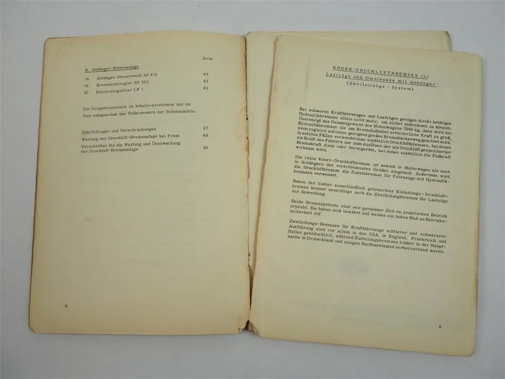 Knorr Druckluftbremsen Omnibusse LKW Lastzüge K523 Bedienungsanleitung 1959