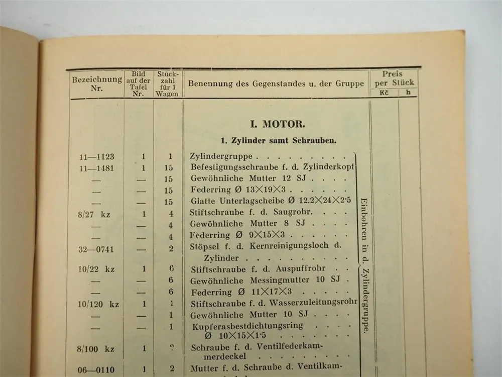 Praga AN LKW Serie 16 Ersatzteilliste Ersatzteilverzeichnis 1931