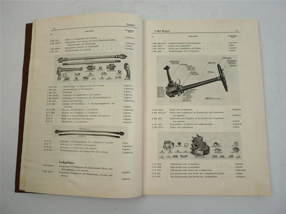 Saurer 2BH Lastwagen Ersatzteilliste Ersatzteilkatalog 1930er Jahre