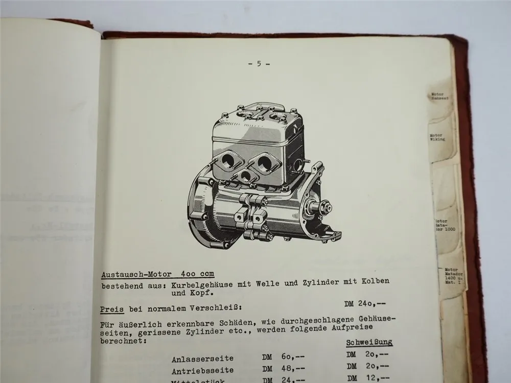 Vidal Tempo Wiking Rapid Boy Hanseat Matador Austauschteile Ersatzteilliste 1960