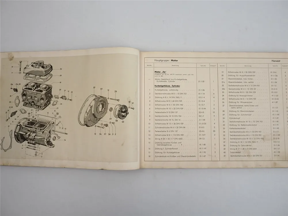 Vidal Tempo Hanseat 1954 Ersatzteilkatalog Ersatzteilliste