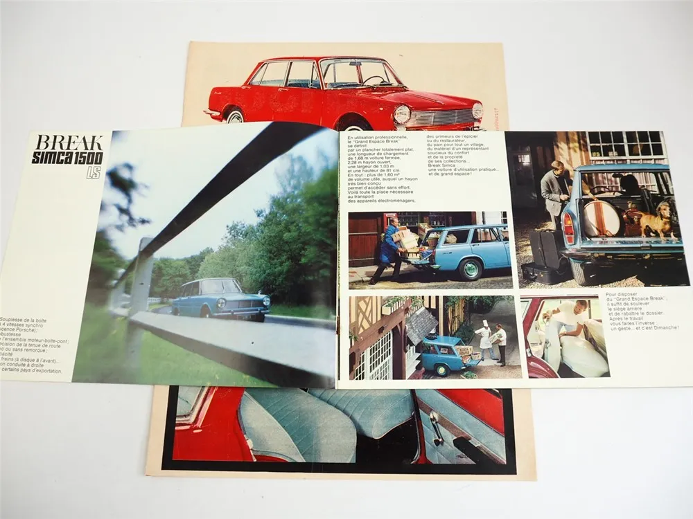 Simca 1500 Break Kombi PKW Prospekt 1960er Jahre französisch