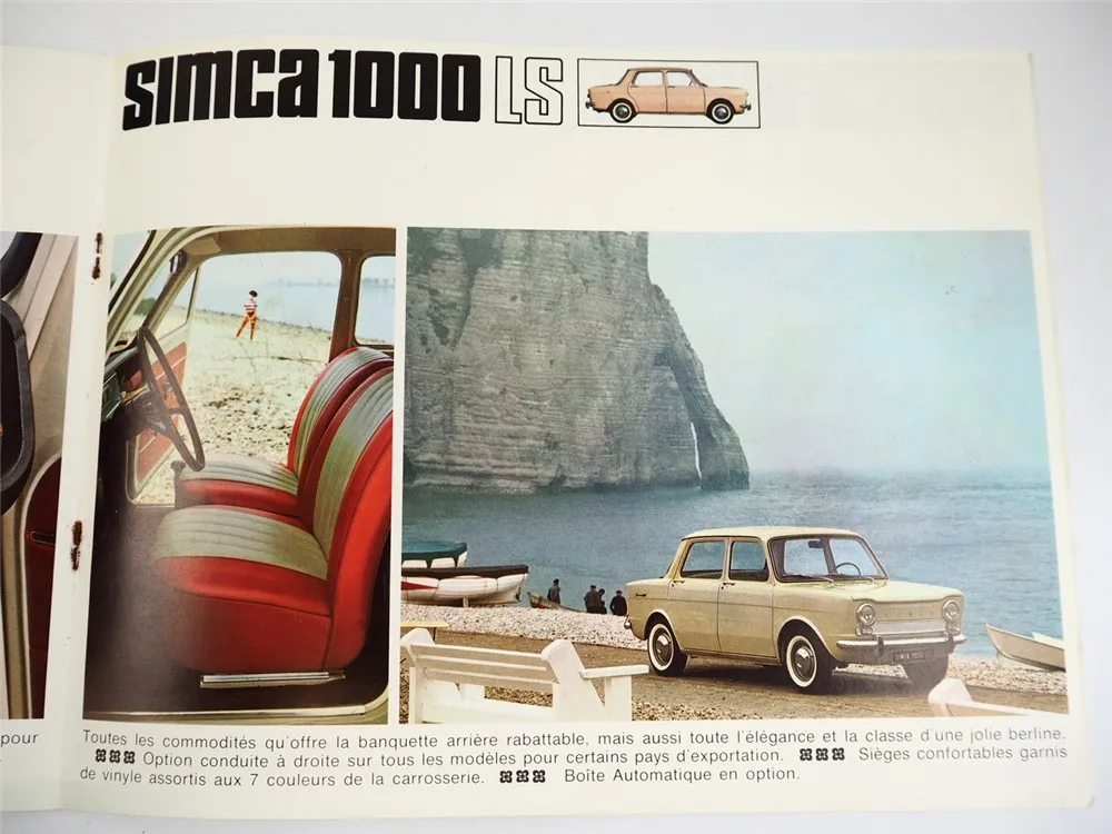 Simca 1000 L LS GL GLS Limousine PKW Prospekt 1960er Jahre französisch
