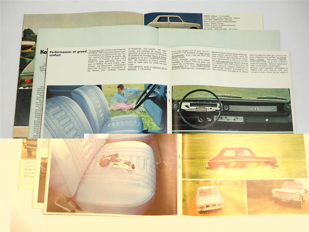 Simca 1100 Talbot PKW 3x Prospekt 1967 bis 1976 französisch / deutsch