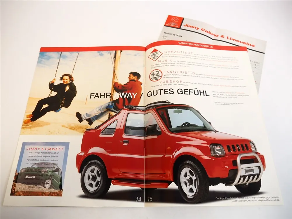 Suzuki Jimny Limousine Cabrio PKW Prospekt Preisliste 2000/03