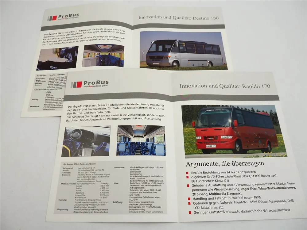 ProBus Kleinbus auf Iveco und Mercedes Benz Fahrgestell 2x Prospekt 2006