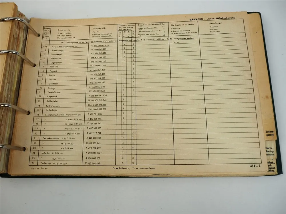 Fendt F15 F15G F15G6 F15GH F15H6 Schlepper 15 PS Ersatzteilkatalog ab 1965