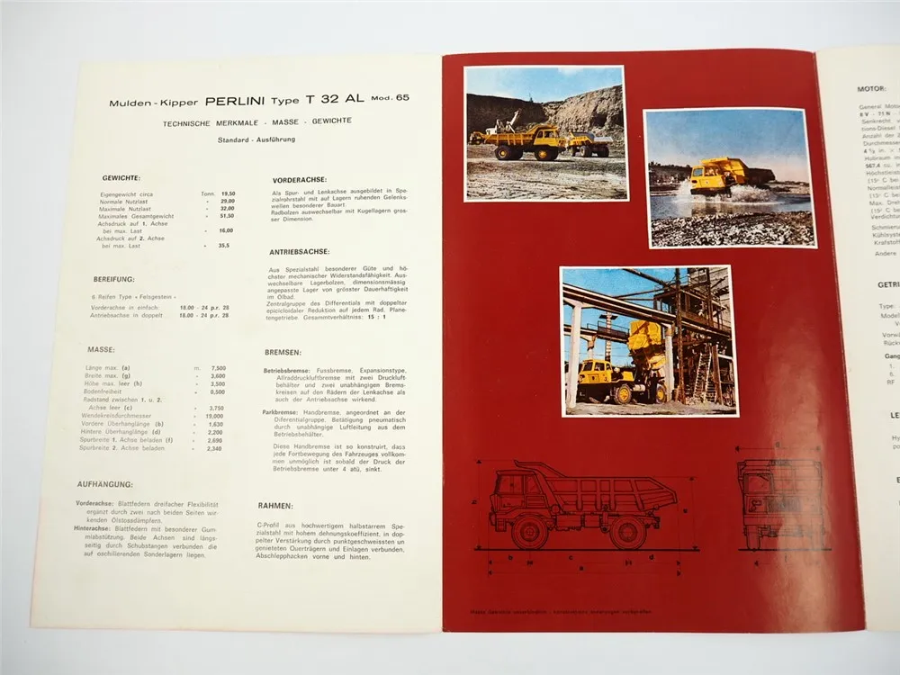 Perlini T32AL Dumper Muldenkipper Prospekt ca. 1960/70er Jahre
