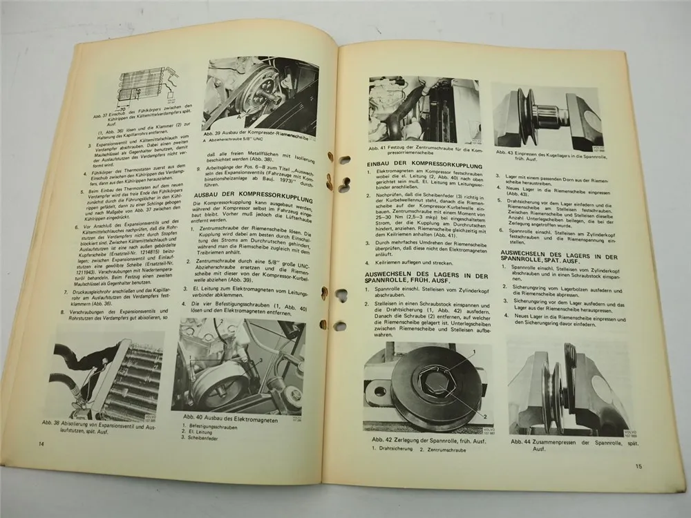 Volvo 140 164 Klimaanlage Kompressor Reparaturanleitung Werkstatthandbuch 1974